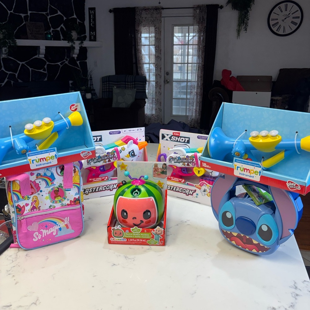Bundle Mattel Blue and Yellow Trumpet Toy and more